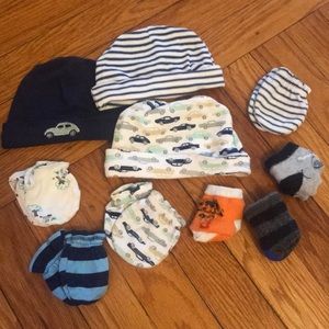 Newborn hats, mitts and socks
